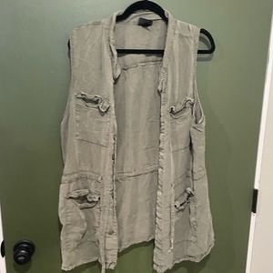 Plus Size Olive Green Vest